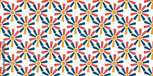 Vibrant Geometric Pattern: An eye-catching and bright seamless pattern of dynamic geometric shapes, ideal for modern design needs.