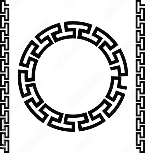 Greek style geometric seamless frames icon set isolated on transparent background. Decoration elements patterns. Vector collection frame design in grecian ancient style and meandros greek ornaments.