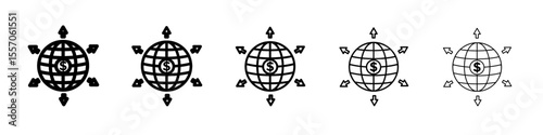 Diversified investment icon vector outline symbol or illustration