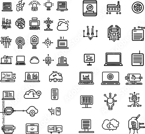 technology icons tech icons digital icons innovation icons computer icon laptop icon smartphone icon tablet icon smartwatch icon wearable tech icon cloud computing icon AI icon artifi
