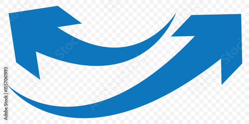 Set of long blue curve arrow icon vector . blue curve arrow icon set. long arrow icon set. curve arrow vector illustration. Curved or arch arrow icon isolated on Transparent Background. EPS 10.