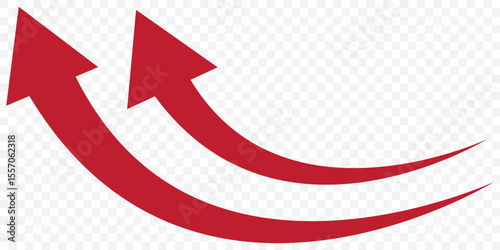 Long curved arrow icon vector. Red long arrow vector. flat style Arrow symbol. Red silhouette of long arrow isolated on white background. vector illustration on Transparent Background EPS 10.