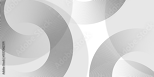 Abstract black glowing geometric lines on gray background. Modern shiny blue circle lines pattern. Futuristic technology concept. Suit for cover, poster, banner, brochure, header, website vector