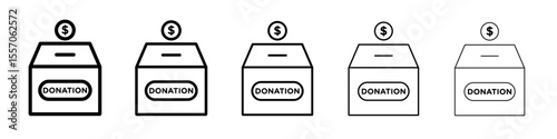 Donation box icon vector outline symbol or illustration