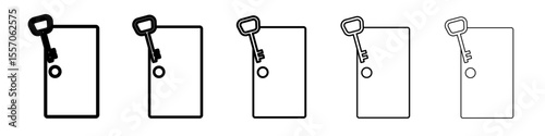 Door key icon vector outline symbol or illustration