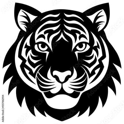 tiger head silhouette on white background