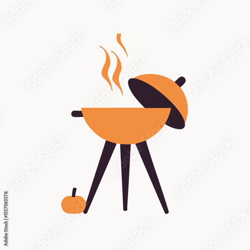 Cartoon drawing of a kettle grill representing a barbecue