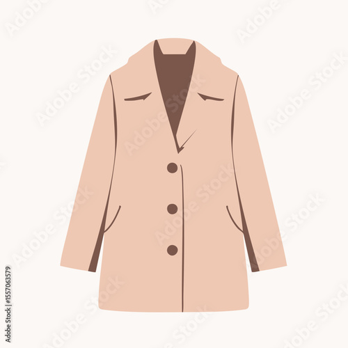 Simple drawing of a women's coat in a minimalist style in pink and beige for fashion design