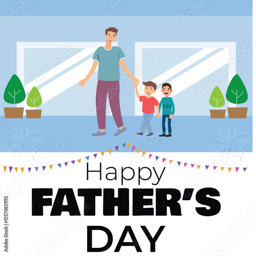 A cheerful and warm Father's Day illustration with bold typography, perfect for cards, gifts, and celebrations honoring fathers.