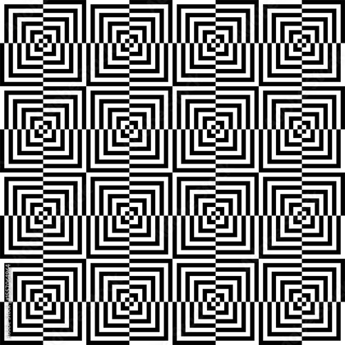 Abstract seamless black and white background, optical illusion.