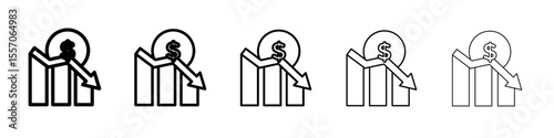 Economic Loss icon vector outline symbol or illustration