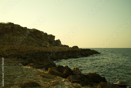pristine rocky coast in the early hours of the day