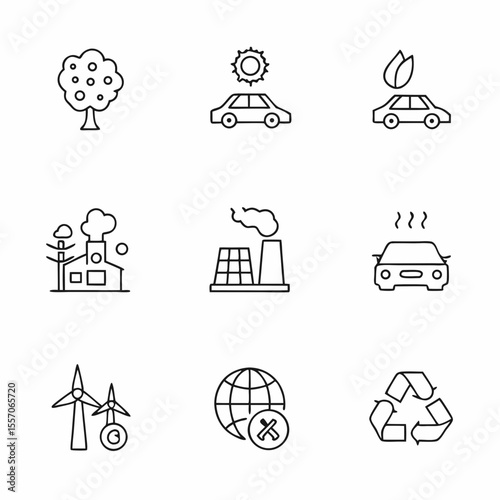 carbon footprint and emission tracker icons       