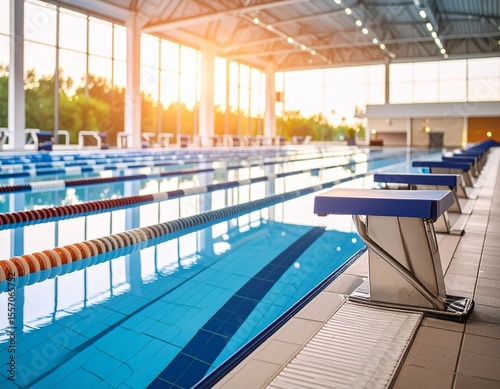 Dawn Anticipation  Empty Olympic Pool at Daybreak