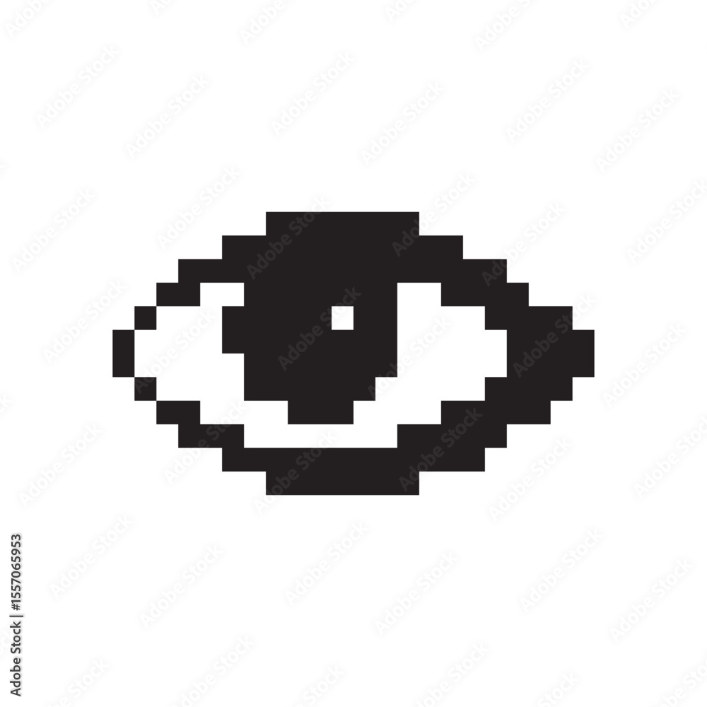 Pixel art eye icon, 8 bit retro style human eyeball, simple computing see symbol Pixel art eye icon, 8 bit retro style human eyeball, simple computing see symbol
