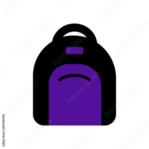 One backpack icon. School bag symbol, simple rucksack outline, schoolbag pictogram