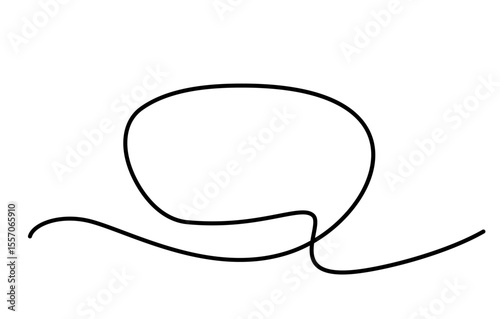 Continuous thin line bubble speech vector icon. Minimalist chat symbol drawing, one line art