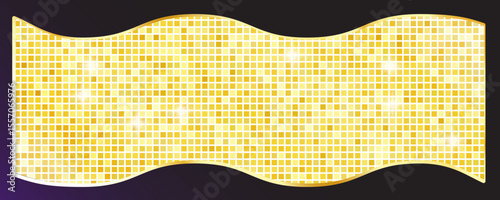 Disco ball pattern. Disco party glitter golden background, gold sparkle mosaic tile