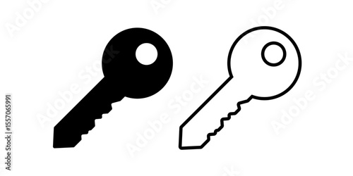 Key simple icon. Lock door pictogram, house or keyword vector symbol, password or success