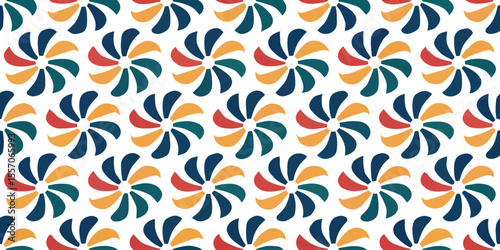 Vibrant Abstract Floral Pattern: Captivating image presents an eye-catching abstract design, showcasing an intricate arrangement of colorful floral shapes on a clean background.
