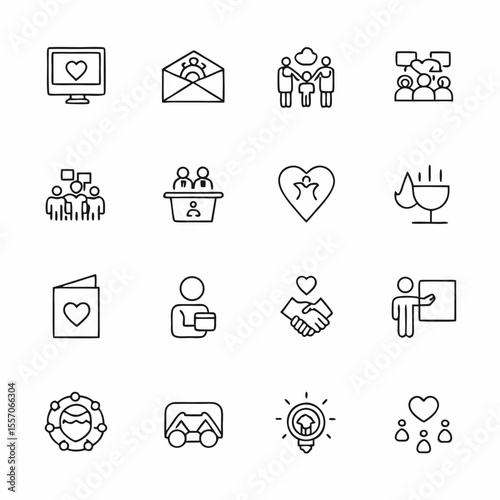 crowdfunding and crowdsourcing icons     