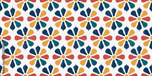 Floral Pattern Illustration: An elegant, seamless floral pattern showcases a repeating arrangement of stylized flowers in vibrant colors, creating a dynamic and artistic design element.