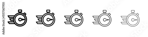 fast time icon vector outline symbol or illustration