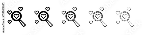Find Love icon vector outline symbol or illustration