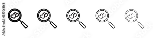 Find Love icon vector outline symbol or illustration