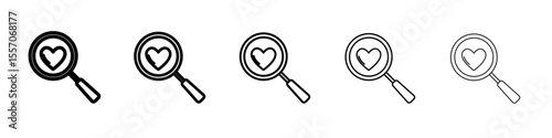 Find Love icon vector outline symbol or illustration
