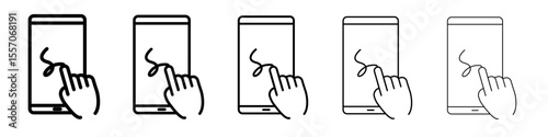 Finger confirms signature icon vector outline symbol or illustration