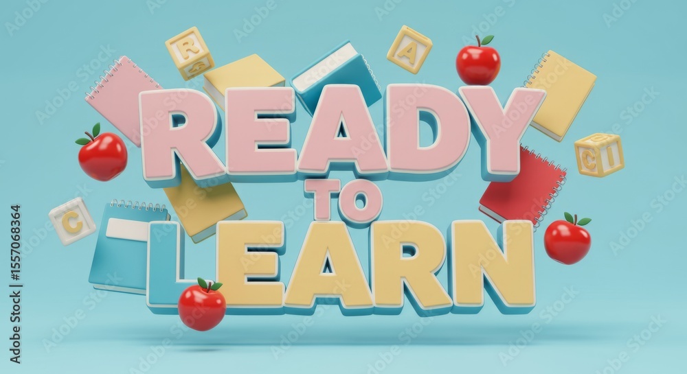Fototapeta premium Back to school theme with educational supplies and apples