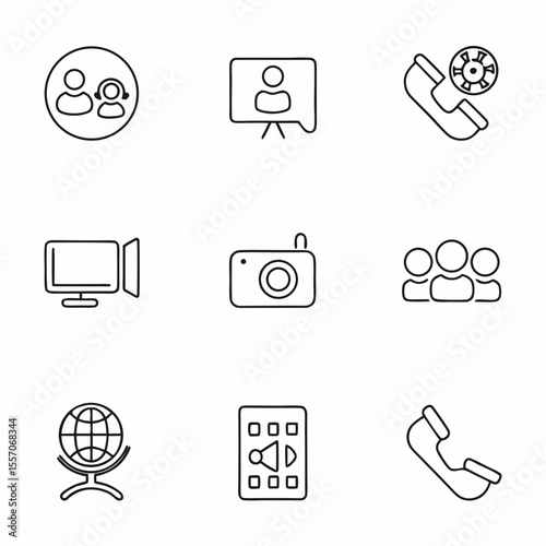 video conference and remote call icons            