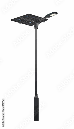 Modern outdoor LED street lamp on tall pole for public lighting  