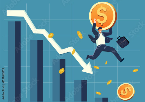 Illustration of a businessman with a downturn in the economy.