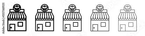 Fresh bakery pastry shop icon vector outline symbol or illustration