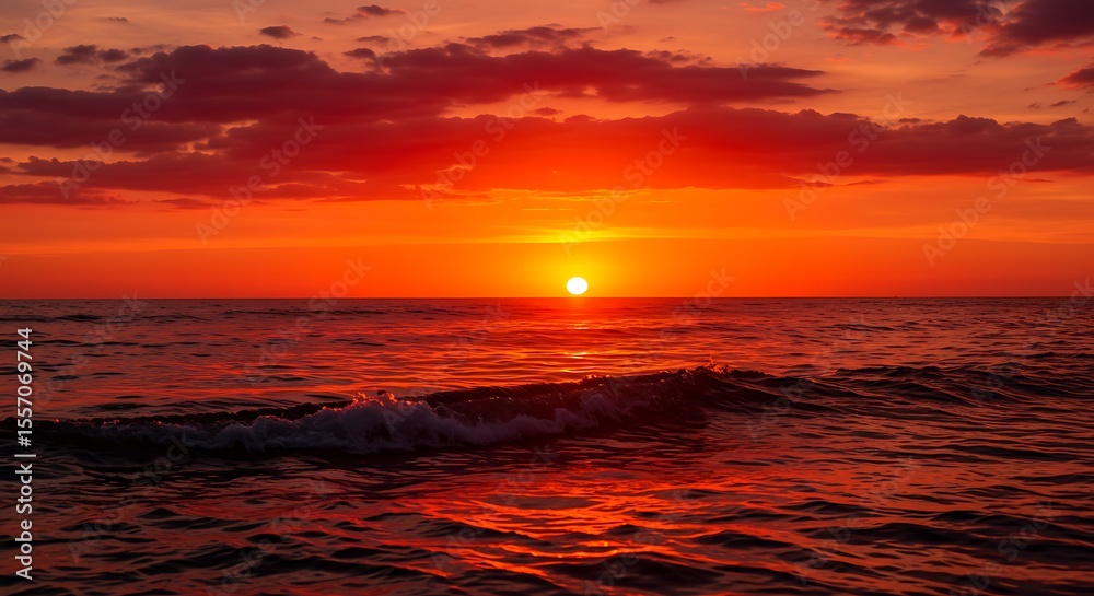 Fiery Sunset Over the Ocean A Breathtaking View of Nature's Majesty Fiery Sunset Over the Ocean A Breathtaking View of Nature's Majesty