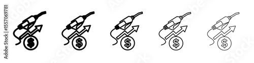 Fuel price increase icon vector outline symbol or illustration