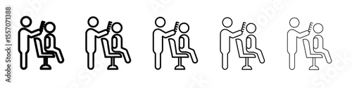 hairdresser at work icon vector outline symbol or illustration