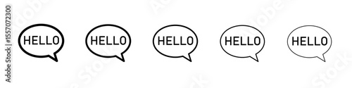 hello text icon vector outline symbol or illustration