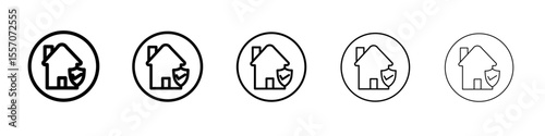 home insurance icon vector outline symbol or illustration