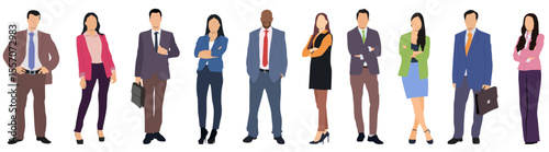 Diverse business people set. Businessmen, businesswomen standing portraits. Men and women employees, office workers, entrepreneurs.