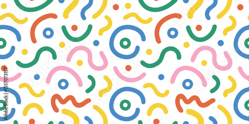 Vibrant Strokes and Shapes: Playful shapes and strokes in a dynamic array of colors compose a lively, inviting background, exuding a sense of joy and modern design. 