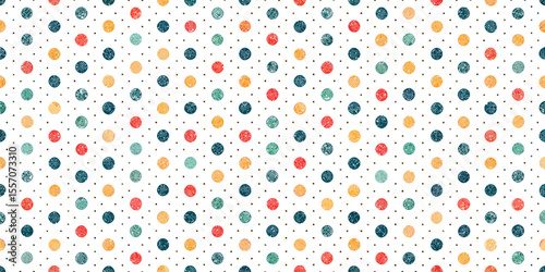 Dots Pattern: A seamless array of vibrantly colored dots is uniformly scattered across the surface.