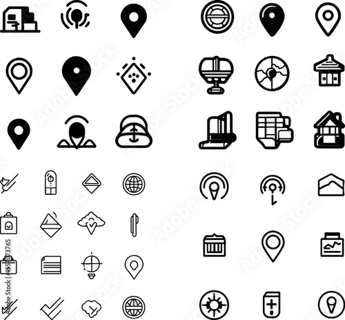 location icons map pin icon map marker icon GPS icon destination icon navigation icon place icon address icon coordinates icon geolocation icon route icon wayfinding icon travel icon