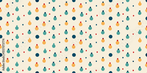Geometric Elegance: A visually captivating seamless pattern that brings together vibrant colors and a mesmerizing repetition of drops and dots, infusing a sense of whimsy and sophistication.