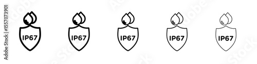 IP67 waterproof icon vector outline symbol or illustration