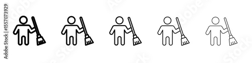 Janitor icon vector outline symbol or illustration