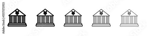 Japanese bank icon vector outline symbol or illustration