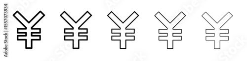 Japanese yen currency icon vector outline symbol or illustration